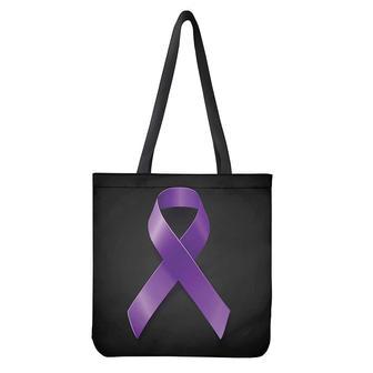 Purple All Cancer Awareness Ribbon Print Tote Bag | Newhawaiianshirts DE