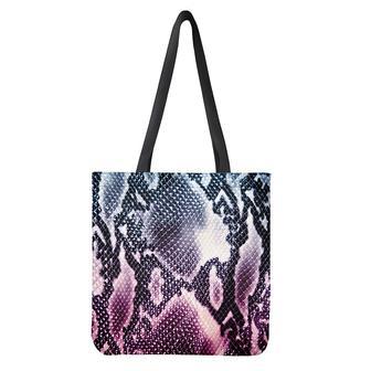 Purple And Blue Snakeskin Print Tote Bag | Newhawaiianshirts DE