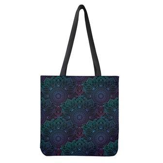 Purple And Teal Mandala Print Tote Bag | Newhawaiianshirts CA