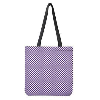 Purple And White Checkered Pattern Print Tote Bag | Newhawaiianshirts AU