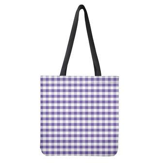 Purple And White Gingham Pattern Print Tote Bag | Newhawaiianshirts DE