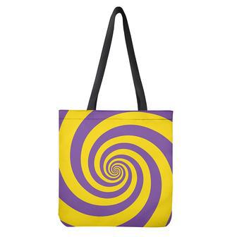 Purple And Yellow Spiral Illusion Print Tote Bag | Newhawaiianshirts CA