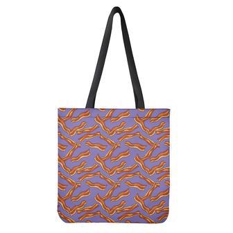 Purple Bacon Pattern Print Tote Bag | Newhawaiianshirts AU