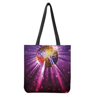 Purple Light Disco Ball Print Tote Bag | Newhawaiianshirts DE