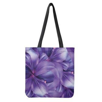 Purple Lily Flower Print Tote Bag | Newhawaiianshirts