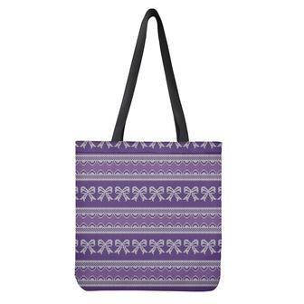 Purple Ribbon Knitted Pattern Print Tote Bag | Newhawaiianshirts