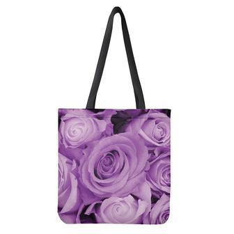 Purple Rose Print Tote Bag | Newhawaiianshirts