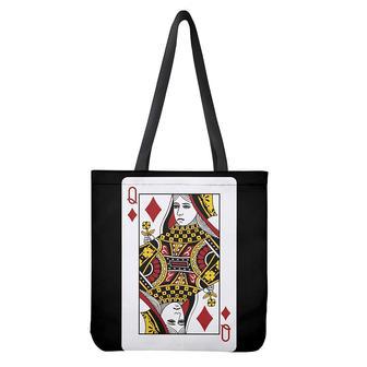 Queen Of Diamonds Playing Card Print Tote Bag | Newhawaiianshirts UK