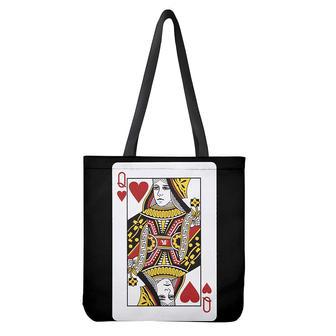 Queen Of Hearts Playing Card Print Tote Bag | Newhawaiianshirts DE