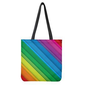 Rainbow Diagonal Lines Pattern Print Tote Bag | Newhawaiianshirts CA