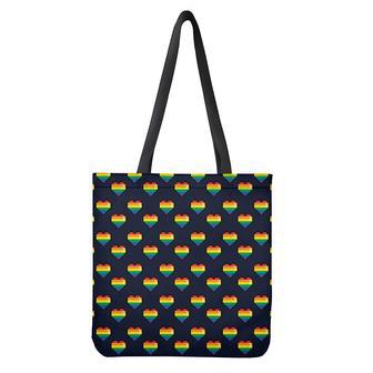 Rainbow Pixel Lgbt Pride Heart Tote Bag | Newhawaiianshirts