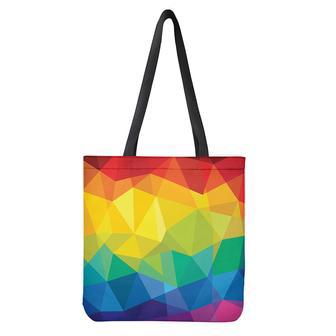 Rainbow Polygonal Geometric Print Tote Bag | Newhawaiianshirts