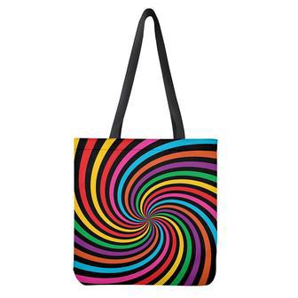 Rainbow Psychedelic Swirl Print Tote Bag | Newhawaiianshirts CA