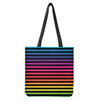 Rainbow Striped Pattern Print Tote Bag | Newhawaiianshirts DE