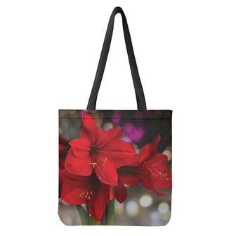 Red Amaryllis Print Tote Bag | Newhawaiianshirts UK