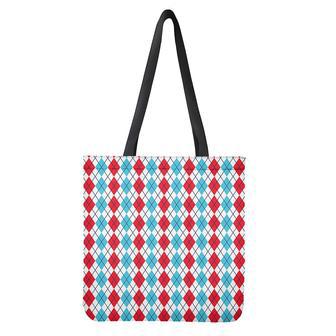 Red And Blue Argyle Pattern Print Tote Bag | Newhawaiianshirts AU