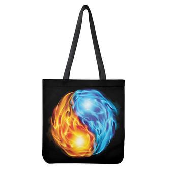 Red And Blue Fire Yin Yang Print Tote Bag | Newhawaiianshirts DE