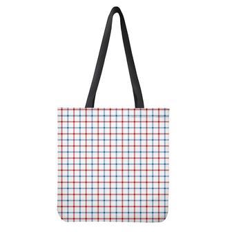 Red And Blue Tattersall Pattern Print Tote Bag | Newhawaiianshirts AU