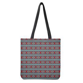 Red And Teal Southwestern Pattern Print Tote Bag | Newhawaiianshirts