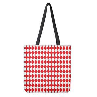 Red And White Harlequin Pattern Print Tote Bag | Newhawaiianshirts