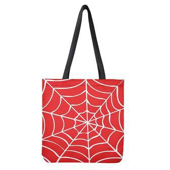 Red And White Spider Web Pattern Print Tote Bag | Newhawaiianshirts AU