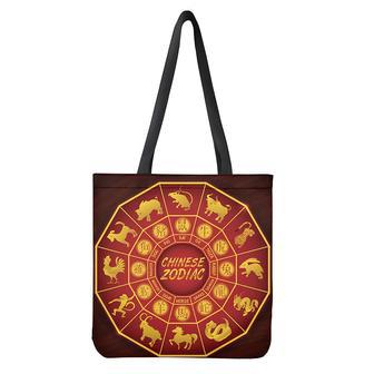 Red And Yellow Chinese Zodiac Print Tote Bag | Newhawaiianshirts DE