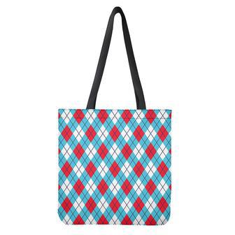 Red Blue And White Argyle Pattern Print Tote Bag | Newhawaiianshirts CA