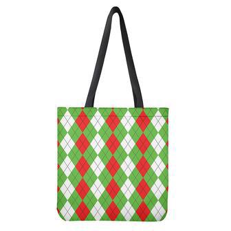 Red Green And White Argyle Pattern Print Tote Bag | Newhawaiianshirts