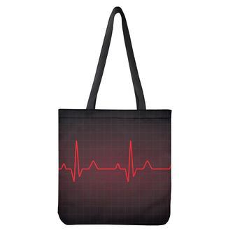 Red Heartbeat Print Tote Bag | Newhawaiianshirts CA