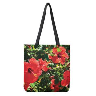 Red Hibiscus Flowers Print Tote Bag | Newhawaiianshirts AU