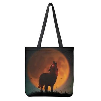 Red Moon Howling Wolf Print Tote Bag | Newhawaiianshirts UK