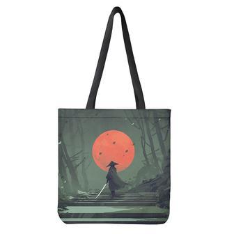 Red Moon Samurai Print Tote Bag | Newhawaiianshirts