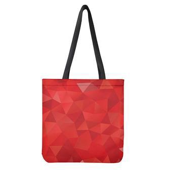 Red Polygonal Geometric Print Tote Bag | Newhawaiianshirts