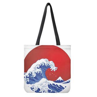 Red Sun Japanese Wave Print Tote Bag | Newhawaiianshirts CA