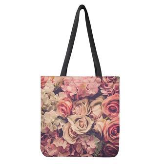 Retro Pink Roses Floral Print Tote Bag | Newhawaiianshirts