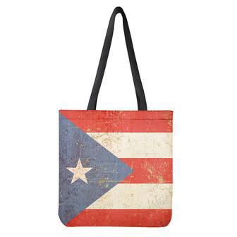 Retro Puerto Rican Flag Print Tote Bag | Newhawaiianshirts CA