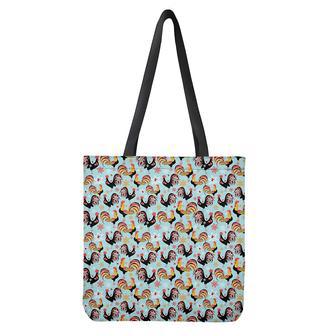 Rooster And Snowflake Pattern Print Tote Bag | Newhawaiianshirts CA