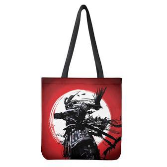 Samurai And Crow Print Tote Bag | Newhawaiianshirts AU