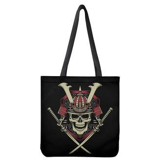 Samurai Warrior Skull Print Tote Bag | Newhawaiianshirts