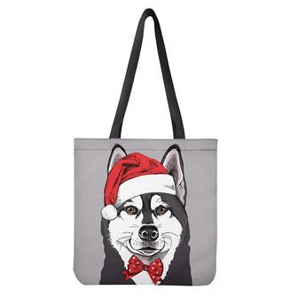 Santa Siberian Husky Print Tote Bag | Newhawaiianshirts DE