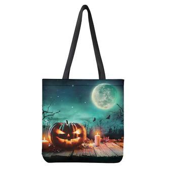 Scary Halloween Pumpkin Print Tote Bag | Newhawaiianshirts UK