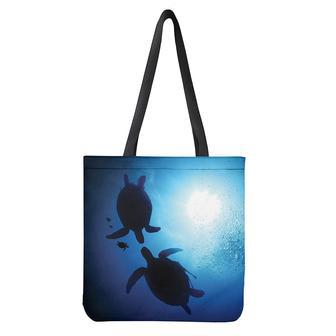 Sea Turtle Family Underwater Print Tote Bag | Newhawaiianshirts CA