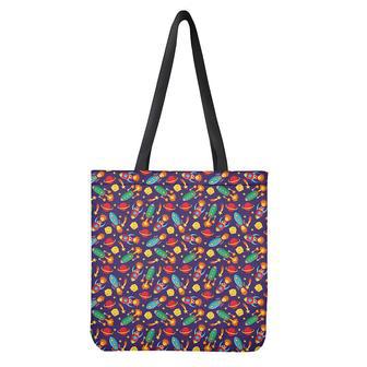 Space Rockets Pattern Print Tote Bag | Newhawaiianshirts AU