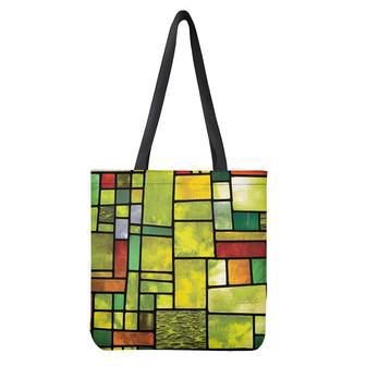 Square Stained Glass Mosaic Print Tote Bag | Newhawaiianshirts AU