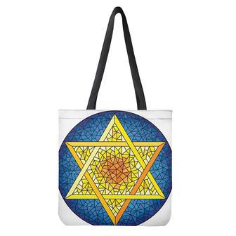 Stained Glass Star Of David Print Tote Bag | Newhawaiianshirts UK