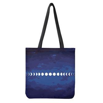 Starry Sky Lunar Phase Print Tote Bag | Newhawaiianshirts