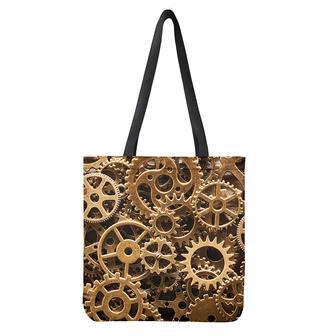 Steampunk Brass Cogs And Gears Print Tote Bag | Newhawaiianshirts DE