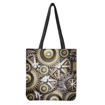 Steampunk Metallic Gears Print Tote Bag | Newhawaiianshirts CA