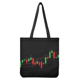 Stock Market Candlestick Print Tote Bag | Newhawaiianshirts CA