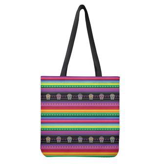 Sugar Skull Mexican Serape Pattern Print Tote Bag | Newhawaiianshirts AU